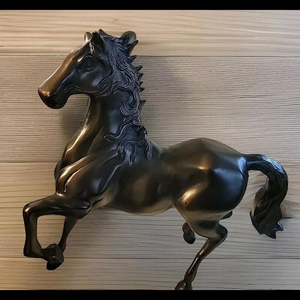 Modern Horses Bronze Look  Metal - Large "Stallion," Horse Sculpture